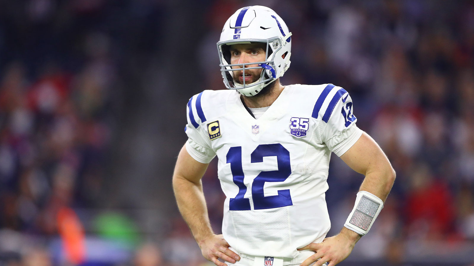 Indianapolis Colts quarterback Andrew Luck (12) against the Houston Texans during the AFC Wild Card at NRG Stadium.