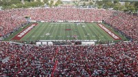 General view of War Memorial Stadium during the game between the Arkansas Razorbacks and the Arkansas State Red Wolves.