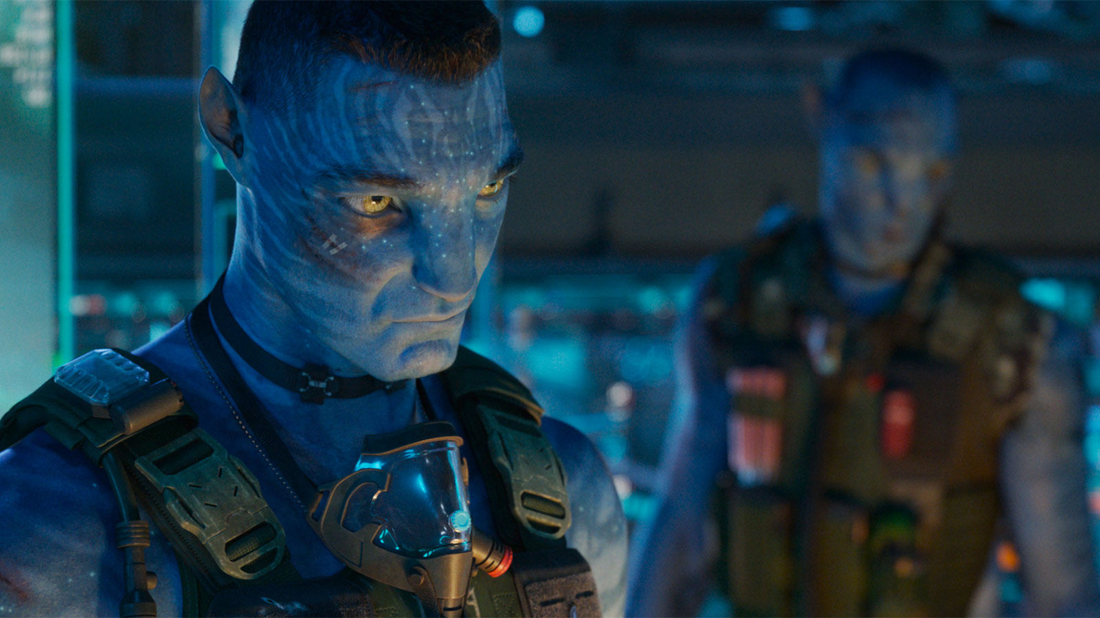 Stephen Lang and Sam Worthington in Avatar: Fire and Ash.