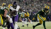 Baltimore Ravens running back Derrick Henry (22) runs for a touchdown during the second quarter of their game against the Green Bay Packers Saturday, December 27, 2025 at Lambeau Field in Green Bay, Wisconsin.
