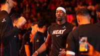 Miami Heat center Bam Adebayo (13) is introduced during pregame ceremonies before the game against the Los Angeles Clippers at Kaseya Center.