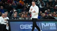 Kansas Jayhawks head coach Bill Self reacts in the second half against the Tennessee Volunteers in the 2025 Players Era Festival third place game at MGM Grand Garden Arena.