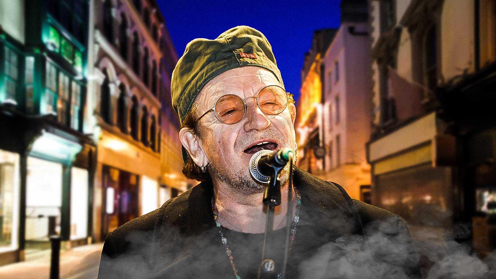 Bono in top form during surprise Christmas busk performance