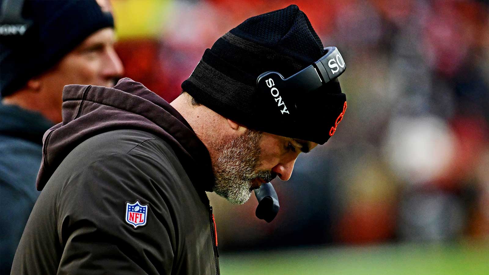 The Cleveland Browns head coach Kevin Stefanski looks on during the second half against the San Francisco 49ers at Huntington Bank Field. 