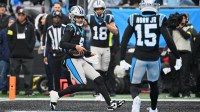 Carolina Panthers quarterback Bryce Young (9) runs for a ten-yard touchdown against the Seattle Seahawks during the fourth quarter at Bank of America Stadium.