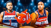 "Nemo" character in between CJ McCollum and Khris Middleton