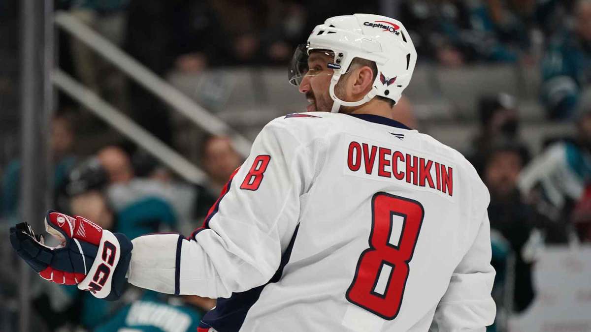 Washington Capitals left winger Alex Ovechkin (8) skates off the ice against the San Jose Sharks in the first period at SAP Center at San Jose.
