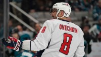 Washington Capitals left winger Alex Ovechkin (8) skates off the ice against the San Jose Sharks in the first period at SAP Center at San Jose.