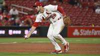 St. Louis Cardinals third baseman Nolan Arenado (28) fields a ground ball hit by Cincinnati Reds third baseman Santiago Espinal (not pictured) in the ninth inning at Busch Stadium.