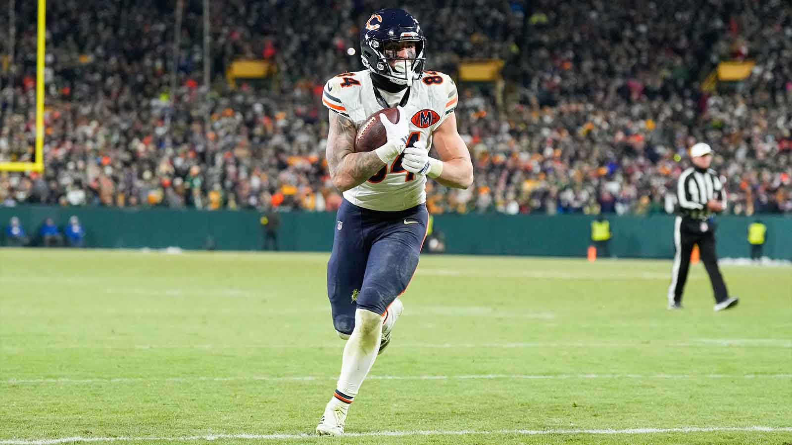 Chicago Bears tight end Colston Loveland (84) scores a touchdown