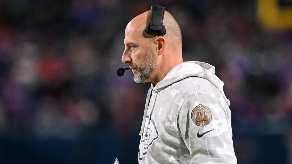Kansas City Chiefs offensive coordinator Matt Nagy on the sidelines in the third quarter against the Buffalo Bills at Highmark Stadium.