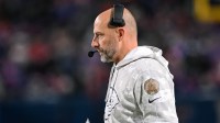 Kansas City Chiefs offensive coordinator Matt Nagy on the sidelines in the third quarter against the Buffalo Bills at Highmark Stadium.