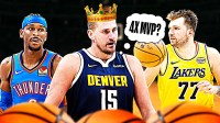 NBA MVP rankings with Nikola Jokic wearing a crown and saying "4x MVP?"
