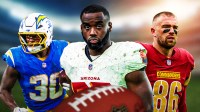 Fantasy football Cardinals RB Trey Benson, Chargers RB Kimani Vidal and Commanders TE Zach Ertz