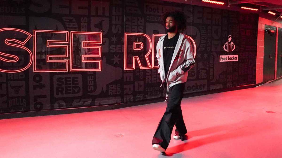 Dec 29, 2025; Chicago, Illinois, USA; Chicago Bulls guard Coby White (0) walks into the United Center before the game against the Minnesota Timberwolves. Mandatory Credit: David Banks-Imagn Images