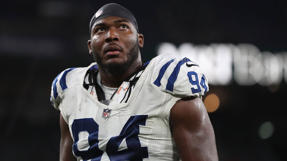 Indianapolis Colts defensive end Tyquan Lewis (94) walks off the field Monday, Oct. 11, 2021, after a Colts 25-31 loss against Baltimore at M&T Bank Stadium for Monday Night Football. 101121 Colts 046 Jw