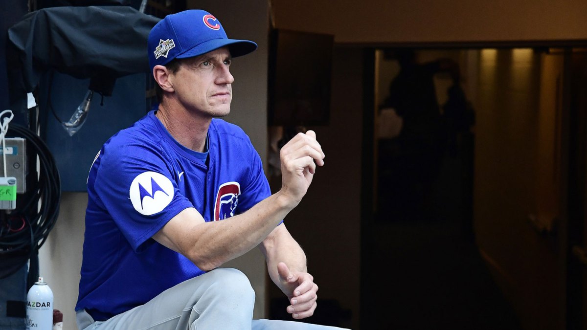 Chicago Cubs manager Craig Counsell (11) looks on from the dugout before game one of the NLDS round for the 2025 MLB playoffs between the Chicago Cubs and Milwaukee Brewers at American Family Field.