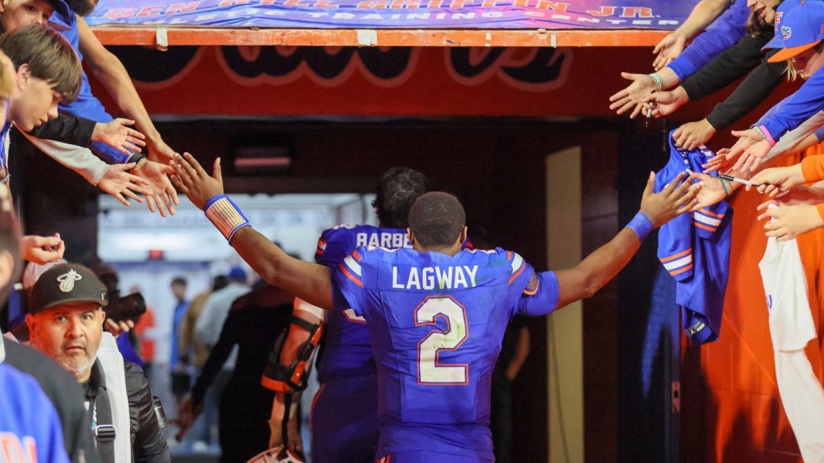 Florida quarterback DJ Lagway (2) leaves the field after beating Florida State 40-21 during an NCAA football game at Steve Spurrier Field at Ben Hill Griffin Stadium in Gainesville, FL on Saturday, November 29, Florida beat Florida State 40-21.2025.