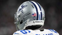 Dallas Cowboys cornerback DaRon Bland (26) wears a “94” decal on his helmet to honor teammate Marshawn Kneeland who tragically passed on November 6th, during the first half against the Las Vegas Raiders at Allegiant Stadium.