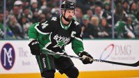 Dallas Stars left wing Jamie Benn (14) skates in the Ottawa Senators zone during the game between the Stars and the Senators at the American Airlines Center.