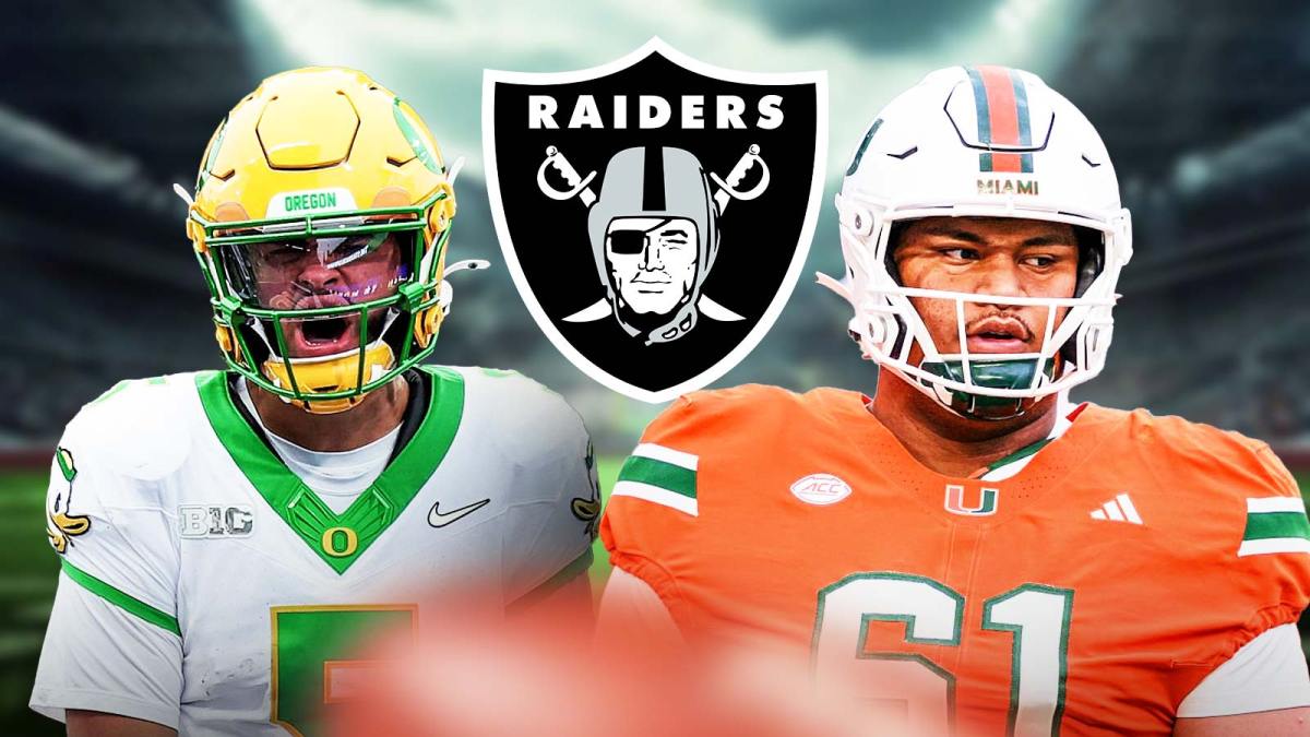 Oregon QB Dante Moore and Miami OT Francis Mauigoa are two Raiders draft targets to watch