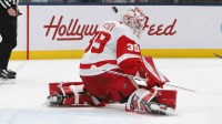 Detroit Red Wings goalie Cam Talbot (39) makes a save against the Columbus Blue Jackets during the second period at Nationwide Arena.