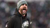 Philadelphia Eagles head coach Nick Sirianni reacts during the second quarter of the game against the Chicago Bears at Lincoln Financial Field.