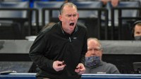 East Carolina Pirates head coach Joe Dooley during the second half against the Memphis Tigers at FedExForum.