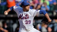 New York Mets relief pitcher Edwin Diaz (39) pitches against the San Diego Padres during the ninth inning at Citi Field.