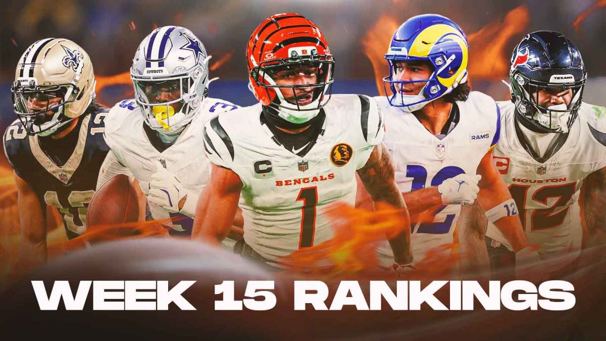 Puka Nacua, Ja'Marr Chase, George Pickens, Chris Olave, Nico Collins all beside each other - Flames in the background