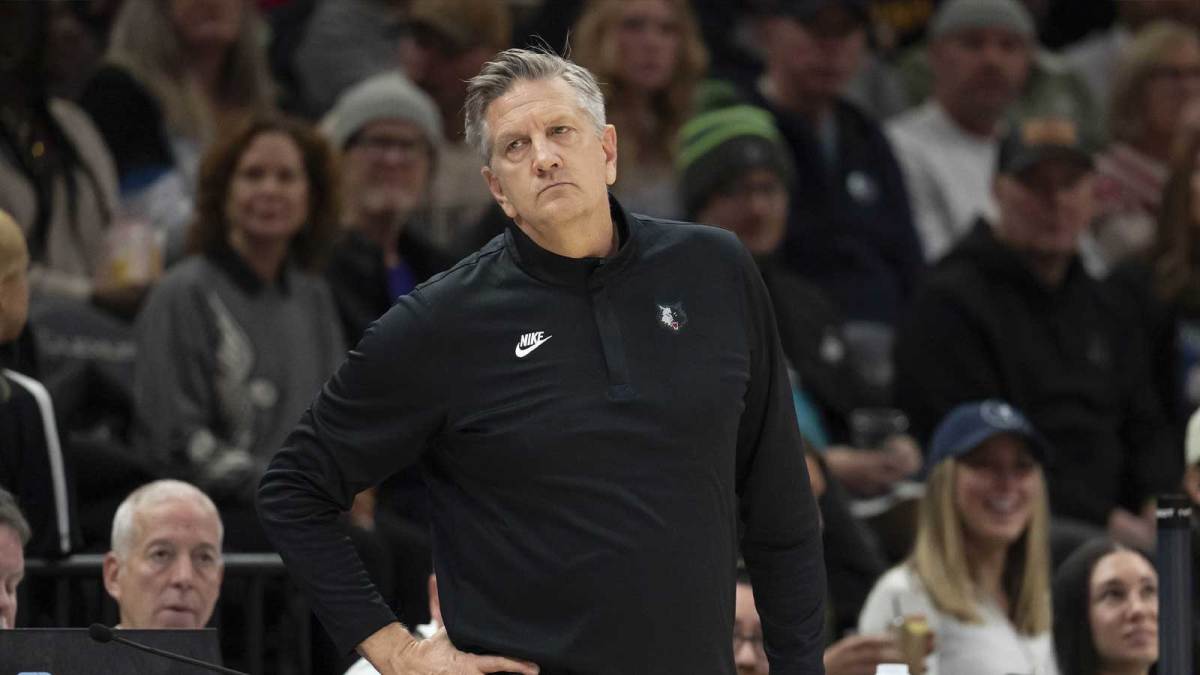 Minnesota Timberwolves head coach Chris Finch looks on against the Memphis Grizzlies in the first half at Target Center
