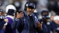 Penn State Nittany Lions interim head coach Terry Smith reacts from the sideline during the second quarter against the Nebraska Cornhuskers at Beaver Stadium.