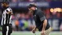 Georgia Bulldogs head coach Kirby Smart shouts from the sideline during the second quarter against the Alabama Crimson Tide during the 2025 SEC Championship game at Mercedes-Benz Stadium.