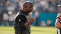 New York Jets head coach Aaron Glenn stands on the sideline against the Jacksonville Jaguars at EverBank Stadium.