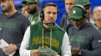 Green Bay Packers head coach Matt LaFleur looks on against the Detroit Lions during the third quarter at Ford Field.