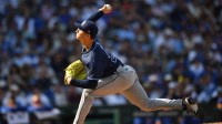 Tampa Bay Rays pitcher Griffin Jax (22) pitches against the Chicago Cubs during a game at Wrigley Field.