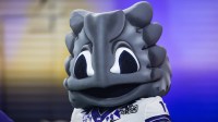 TCU Horned Frogs mascot SuperFrog in attendance during the CFP national championship game at SoFi Stadium.