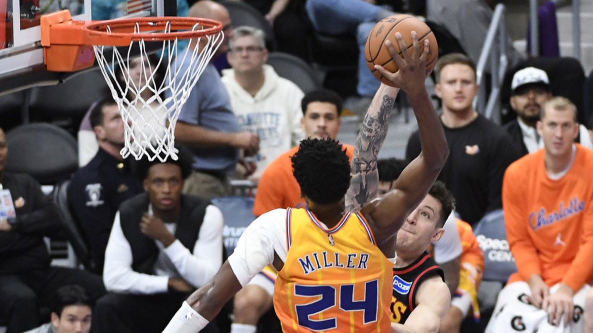 Watch Brandon Miller explode for a bonkers poster over Hawks defender Vit Krejci, flipping momentum and igniting the Hornets home crowd.