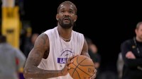 Los Angeles Lakers center Deandre Ayton (5) warms up prior to the game against the San Antonio Spurs at Crypto.com Arena.