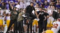 Iowa State Cyclones head coach Matt Campbell reacts to a penalty called against the TCU Horned Frogs during the second half at Amon G. Carter Stadium