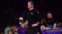 Los Angeles Lakers head coach JJ Redick watches game action against the New Orleans Pelicans during the first half at Crypto.com Arena.
