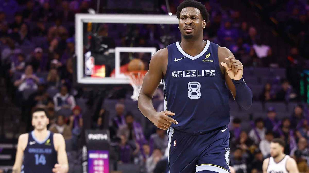 Memphis Grizzlies forward/center Jaren Jackson Jr. (8) reacts after a play against the Sacramento Kings during the third quarter at Golden 1 Center.
