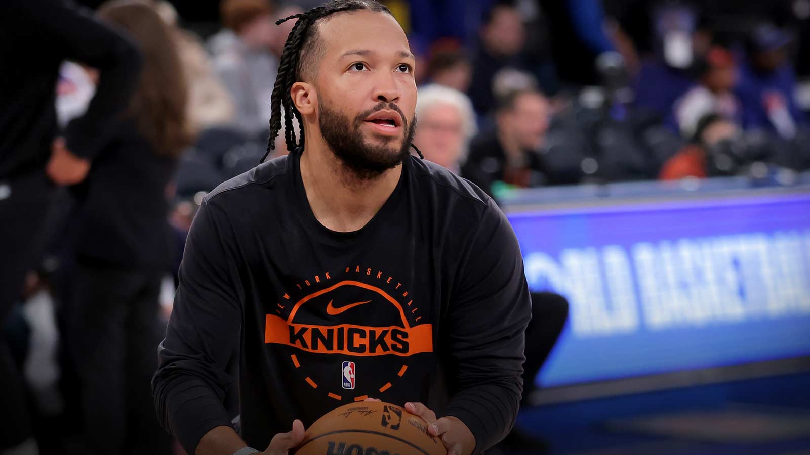 New York Knicks guard Jalen Brunson (11) warms up before a game against Philadelphia 76ers at Madison Square Garden.