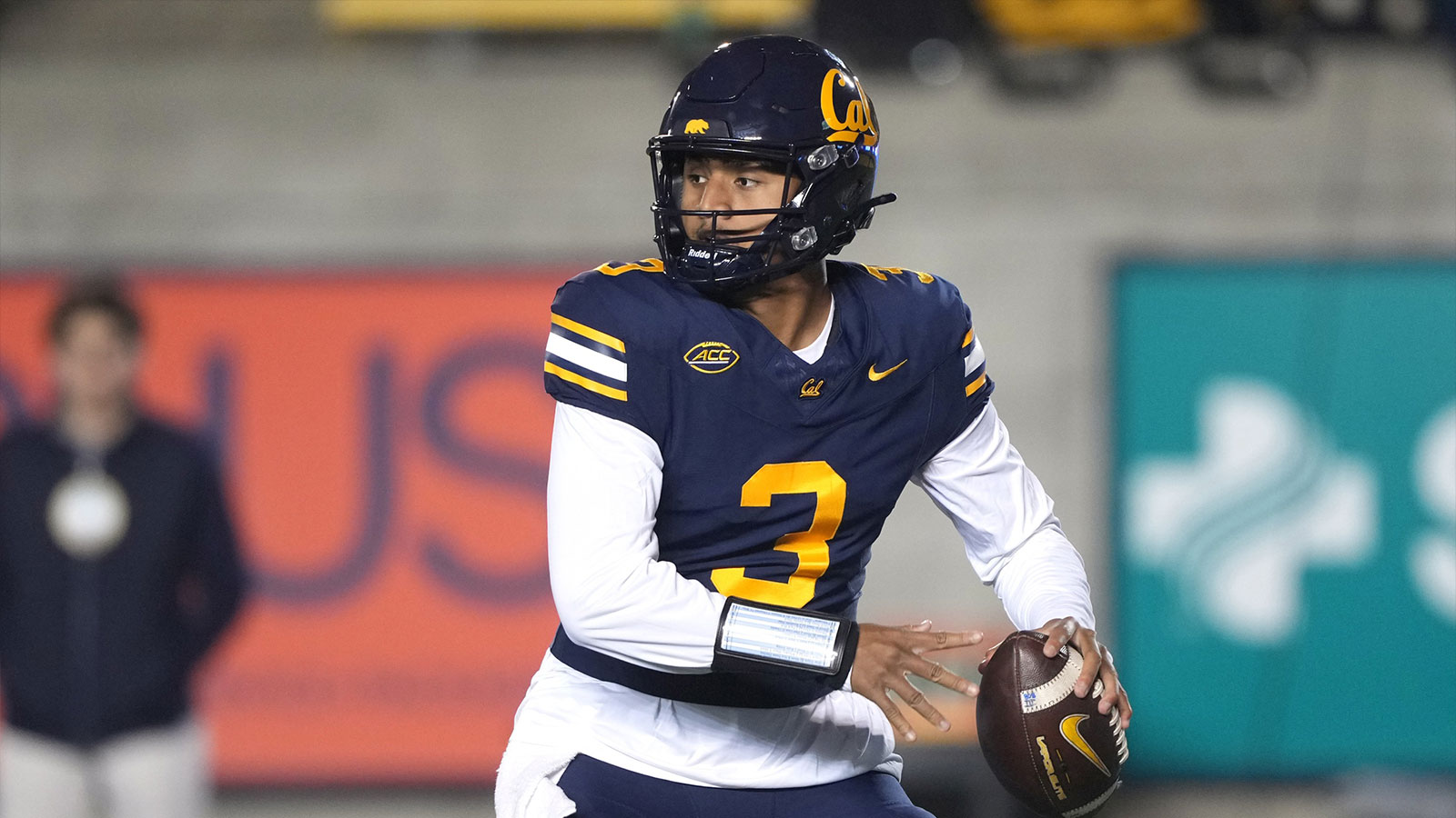 California Golden Bears quarterback Jaron-Keawe Sagapolutele (3) throws a pass against the Southern Methodist Mustangs during the first quarter at California Memorial Stadium.