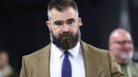 Jason Kelce looks on before the game between the Dallas Cowboys and the Arizona Cardinals at AT&T Stadium.