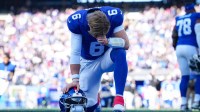 Rookie New York Giants quarterback Jaxson Dart before a game against the Minnesota Vikings.