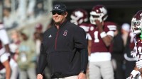 Mississippi State Bulldogs head coach Jeff Lebby looks on before the game against the Mississippi Rebels at Davis Wade Stadium at Scott Field.
