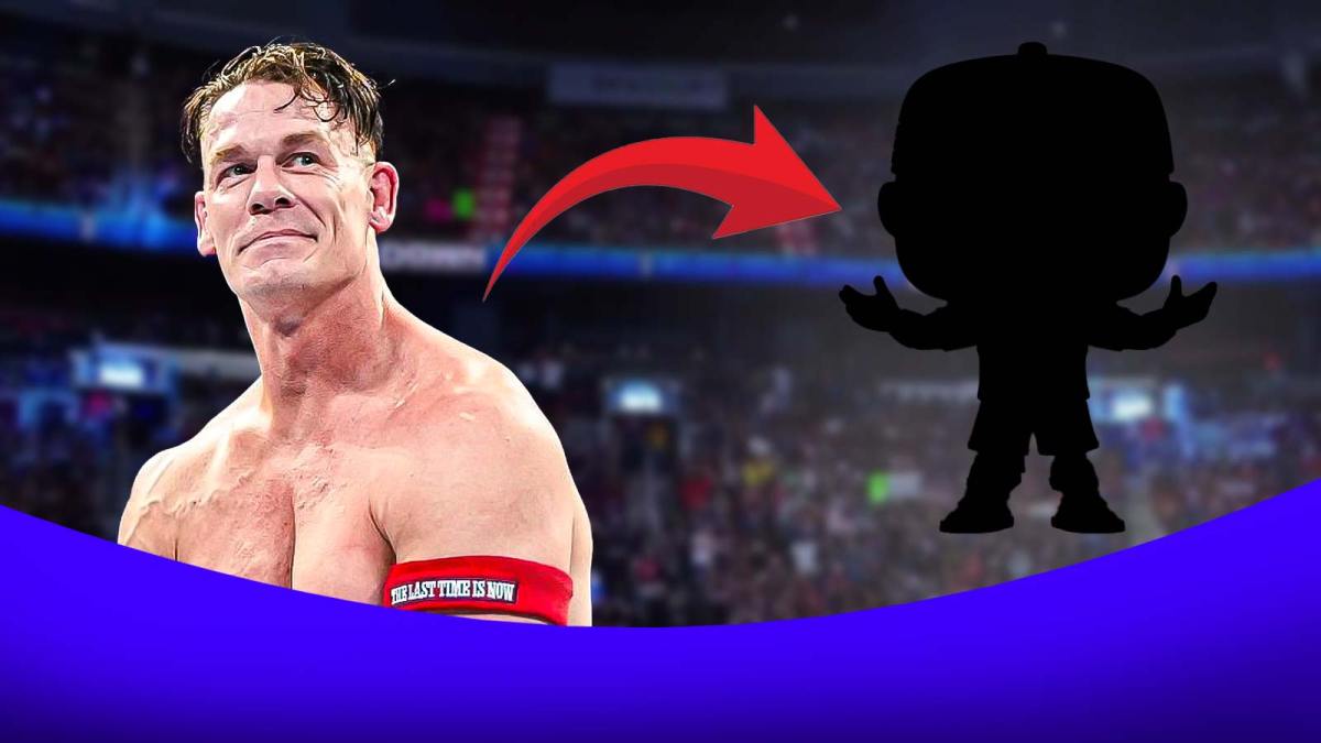 WWE Superstar John Cena next to a Funko Pop of himself.
