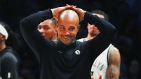 Brooklyn Nets head coach Jordi Fernández reacts as he watches his team take on the Minnesota Timberwolves in the third quarter at Target Center.