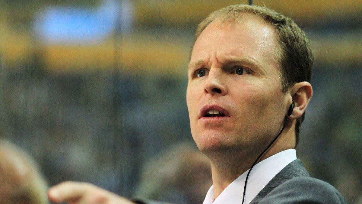 Buffalo Sabres coach Kevyn Adams during the game against the Minnesota Wild at the First Niagara Center. Sabres beat the Wild 3-1